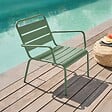 OVIALA - Fauteuil de jardin bas relax acier vert sauge - Palavas - vignette