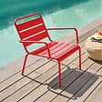 OVIALA - Fauteuil de jardin bas relax acier rouge - Palavas - vignette