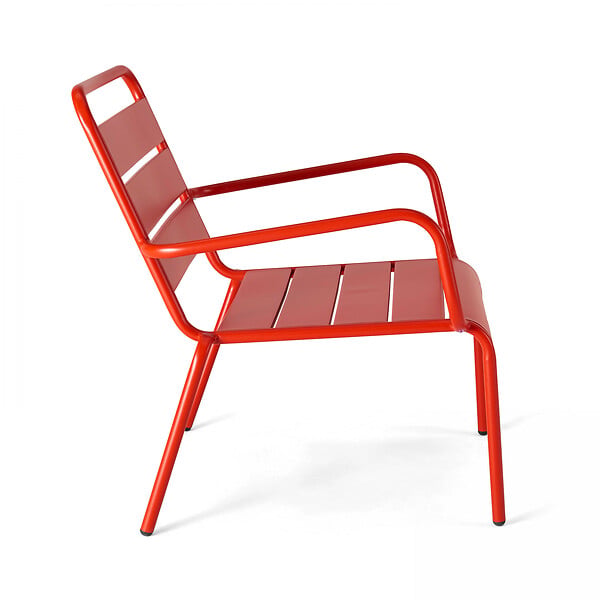OVIALA - Fauteuil de jardin bas relax acier rouge - Palavas - large