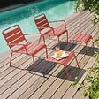 OVIALA - Lot de 2 fauteuils relax avec repose-pieds en métal argile - Palavas - vignette