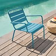 OVIALA - Fauteuil de jardin bas relax acier bleu pacific - Palavas - vignette