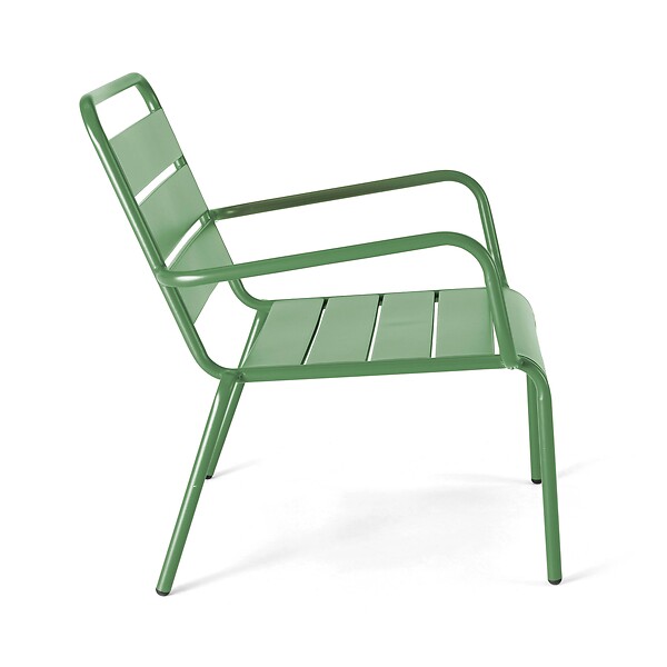 OVIALA - Fauteuil de jardin bas relax acier vert cactus  - Palavas - large