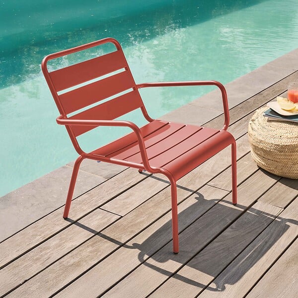 OVIALA - Fauteuil de jardin bas relax acier argile - Palavas - large