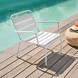 OVIALA - Fauteuil de jardin bas relax acier blanc - Palavas - vignette