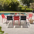 OVIALA - Ensemble table de jardin et 8 fauteuils en métal rouge et gris - Palavas - vignette