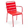 OVIALA - Ensemble table de jardin et 8 fauteuils en métal rouge et gris - Palavas - vignette
