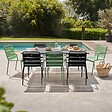 OVIALA - Ensemble table de jardin et 8 fauteuils en métal vert cactus et gris - Palavas - vignette