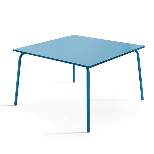 OVIALA - Ensemble table de jardin et 8 chaises en métal bleu pacific - Palavas - large