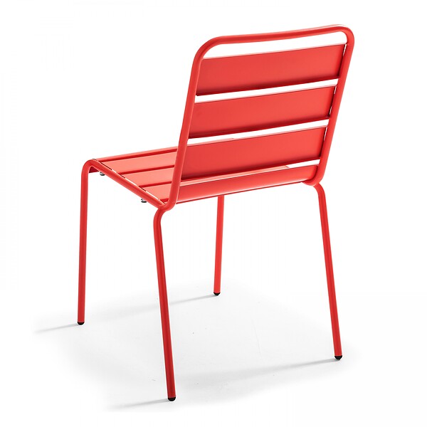 OVIALA - Ensemble table de jardin et 8 chaises en métal rouge - Palavas - large