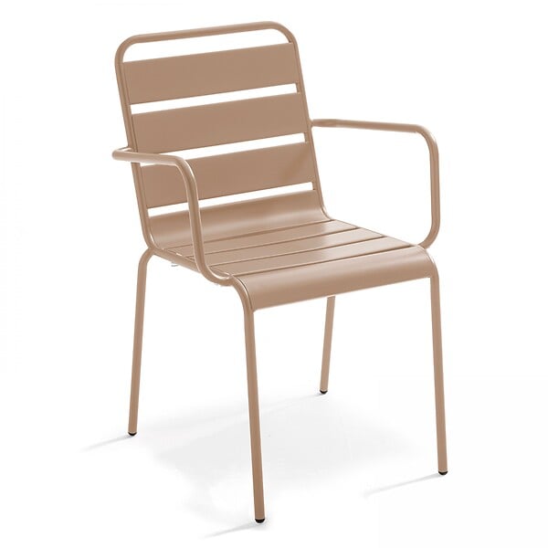 OVIALA - Ensemble table de jardin et 8 fauteuils en métal taupe et gris - Palavas - large
