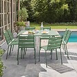 OVIALA - Ensemble table de jardin et 8 chaises en métal vert sauge - Palavas - vignette