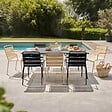 OVIALA - Ensemble table de jardin et 8 fauteuils en métal ivoire et gris - Palavas - vignette