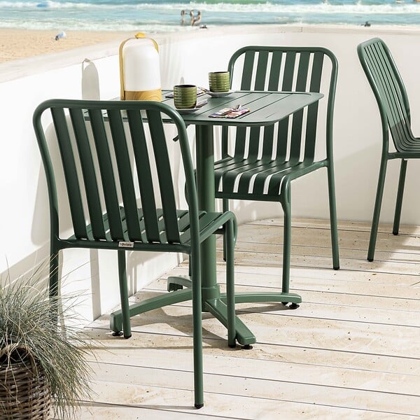 OVIALA - Chaise design de terrasse en aluminium vert foncé - Faro - large