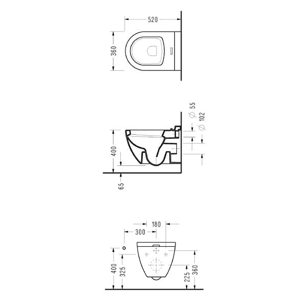 PLANETE BAIN - Cuvette suspendue avec abattant magnétique - large