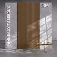 MON MARCHE DECO - Lot de 2 Panneaux Tasseaux Bois - Chêne Brun Feutre Noir - 3 m² - vignette