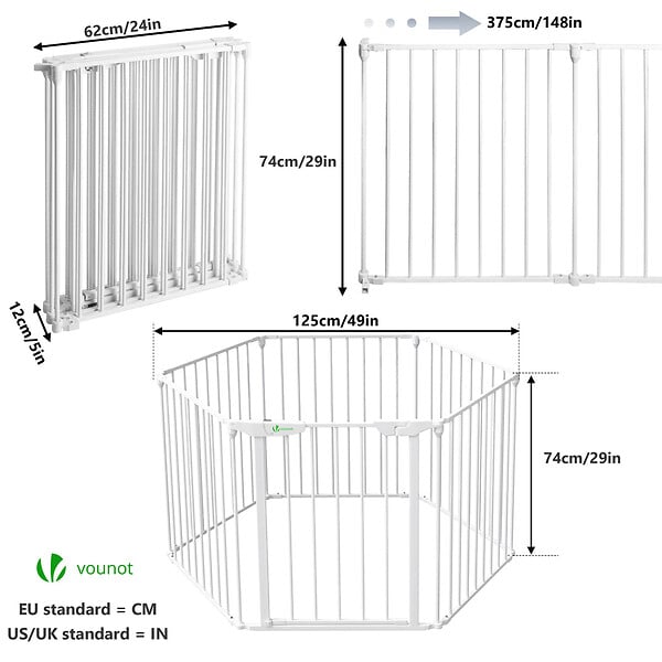 VOUNOT - Barriere de securite cheminee pliable 3.75M 6 panneaux blanc - large