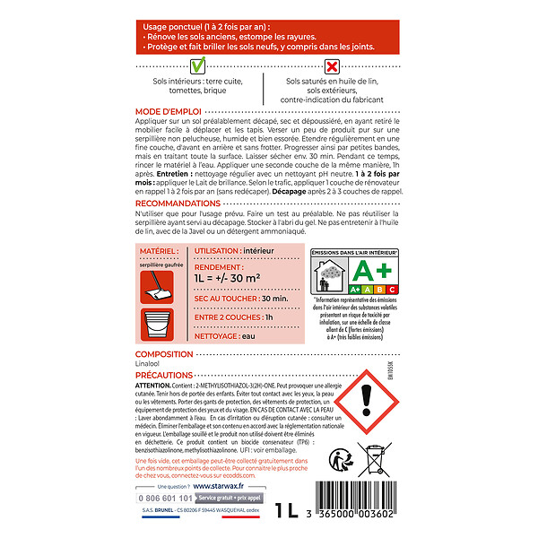 STARWAX - Rénovateur brillant protecteur Tomettes-Terre cuite - 1L - large