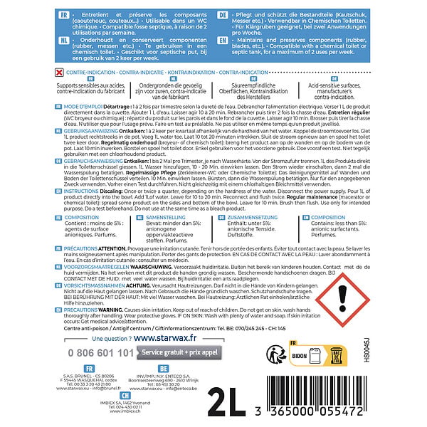 STARWAX - Détartrant WC Broyeur-Chimique - 2L - large