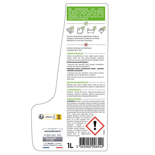 STARWAX - Entretien Canalisations Biologique - Gel - 1L - large