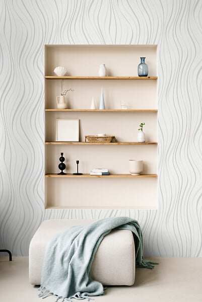 GRANDECO - Papier peint intissé Line-Up - Blanc - L.10,05xl.53cm - large