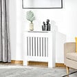 HOMCOM - Cache-radiateur design panneau - grille d'aération verticale à lattes - dim. 78L x 19l x 81H cm - MDF blanc - vignette