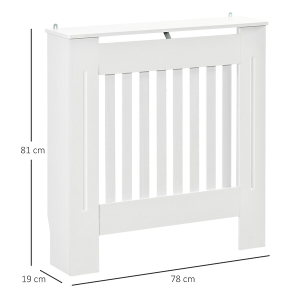 HOMCOM - Cache-radiateur design panneau - grille d'aération verticale à lattes - dim. 78L x 19l x 81H cm - MDF blanc - large