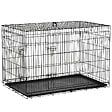 PAWHUT - Cage de transport pour chien pliable - 2 portes verrouillables - plateau amovible - dim. 121L x 77l x 82H cm - acier ABS noir - vignette
