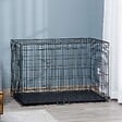 PAWHUT - Cage de transport pour chien pliable - 2 portes verrouillables - plateau amovible - dim. 121L x 77l x 82H cm - acier ABS noir - vignette