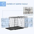 PAWHUT - Cage de transport pour chien pliable - 2 portes verrouillables - plateau amovible - dim. 121L x 77l x 82H cm - acier ABS noir - vignette