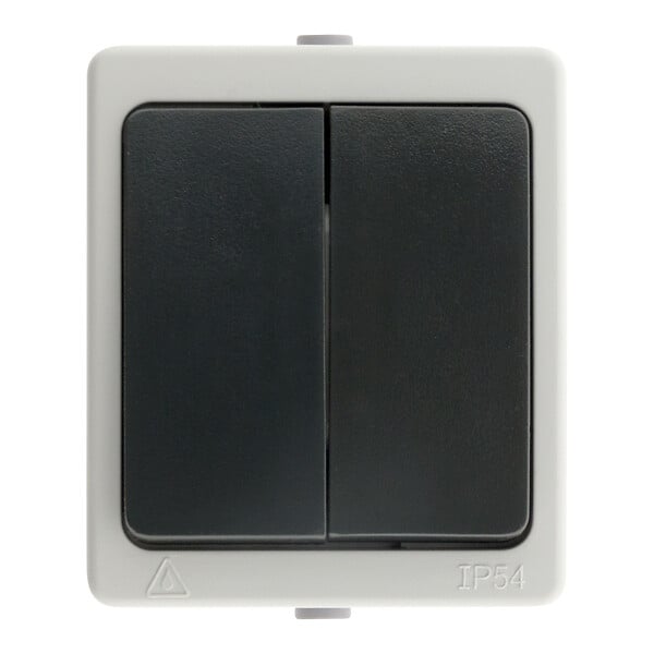 ZENITECH - Double interrupteur va et vient 10A IP54 - noir - Aquae - Zenitech - large