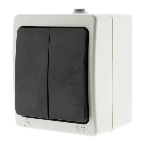 ZENITECH - Double interrupteur va et vient 10A IP54 - noir - Aquae - Zenitech - large