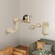 PAWHUT - Mur d'escalade pour chat - arbre à chat design mural - griffoirs, grattoirs, jeux - sisal naturel peluche beige - vignette