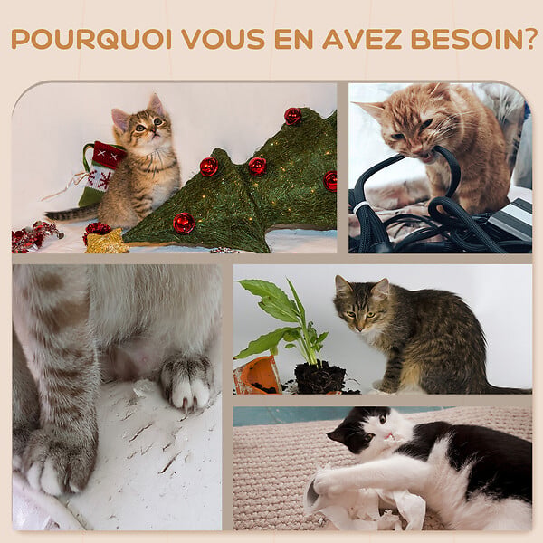 PAWHUT - Mur d'escalade pour chat - arbre à chat design mural - griffoirs, grattoirs, jeux - sisal naturel peluche beige - large