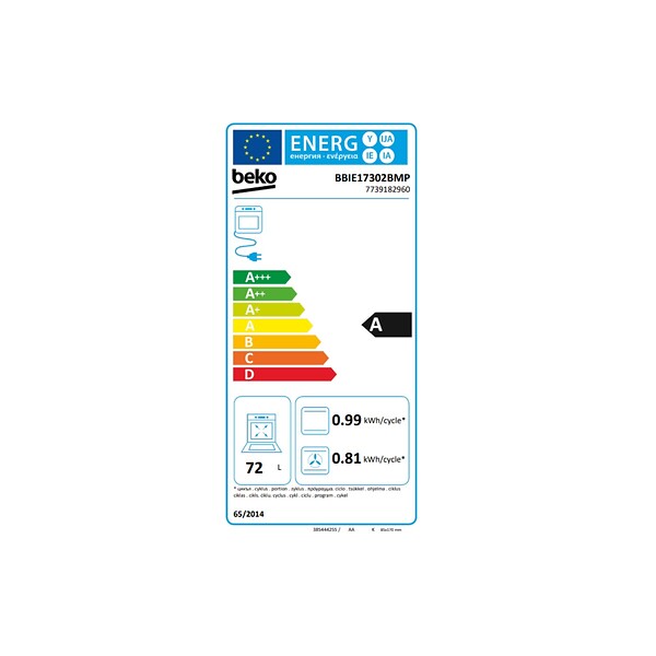BEKO - four intégrable multifonction 72l 60cm pyrolyse noir - BBIE17302BMP - large