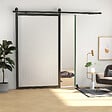 HOMCOM - Kit de porte coulissante système galandage pour porte épaisseur 40-55 mm longueur rail 2,44 m charge max. 90 Kg acier au carbone noir - vignette