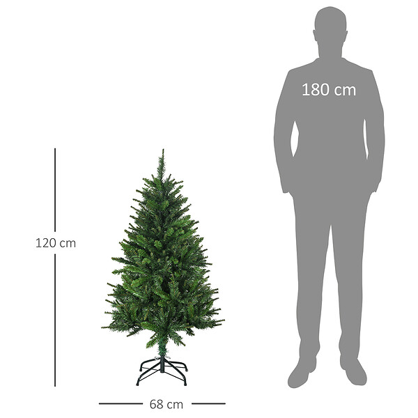 HOMCOM - Sapin de Noël artificiel avec 310 branches, support en acier, arbre de Noël artificiel avec socle pliable en acier, hauteur 120 cm, vert - large