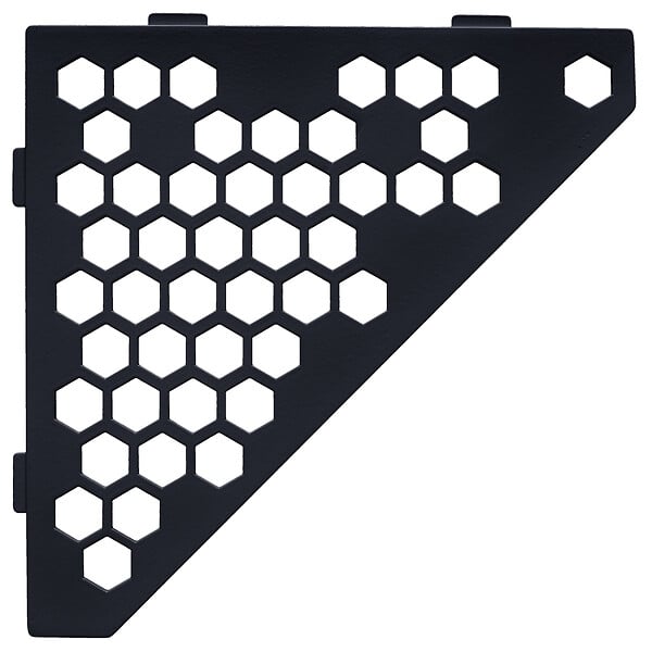 U-TILE - Etagère de douche en acier inox noir 20,4 x 20,4 cm x 2 mm - Pentagone design Hexagone - fixation sans perçage - large
