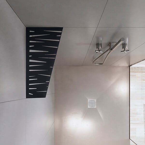 U-TILE - Etagère de douche en acier inox noir 26,2 x 12/7 cm x 2 mm - Rectangulaire design Tiger - fixation sans perçage - large