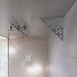 U-TILE - Etagère de douche en acier inox 20,4 x 20,4 cm x 2 mm - Triangulaire design Hexagone - fixation sans perçage - vignette