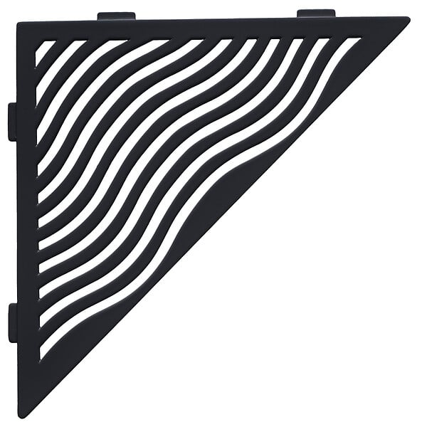 U-TILE - Etagère de douche en acier inox noir 20,4 x 20,4 cm x 2 mm - Triangulaire design Aqua - fixation sans perçage - large