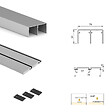 EMUCA - Kit de quincaillerie pour armoire à 2 portes coulissantes avec fermeture souple Placard 74, Modèle de poignée Sharp, épaisseur 16mm, panneaux non inclus, Anodisé mat - vignette