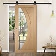 SECURY-T - Rail porte coulissante - 2M - Porte en bois - Noir - vignette