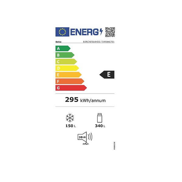 BEKO - réfrigérateur combiné 70cm 490l intégrale - B3RCNE564HDG - large