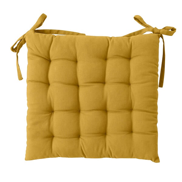 MODE DE VIE - Galette piquée Romeo - Coton - Ocre - 40x40cm - large
