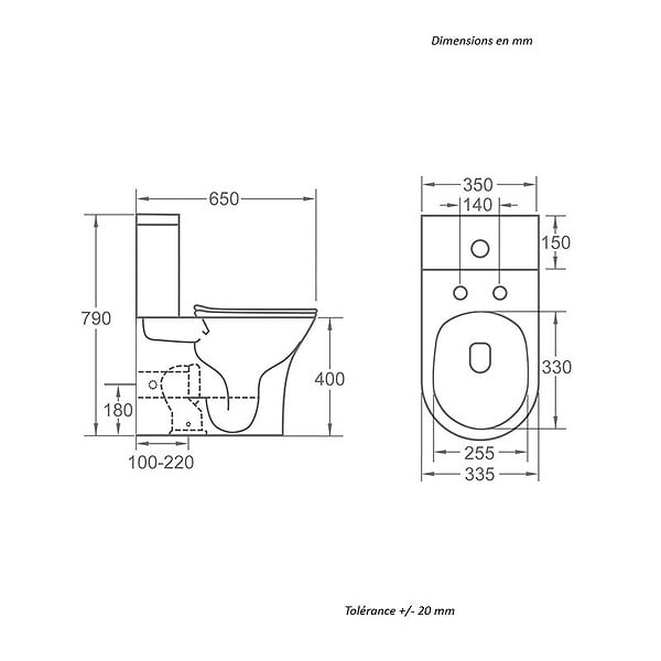 STANO - Toilette WC à poser CLORINDA en céramique - large
