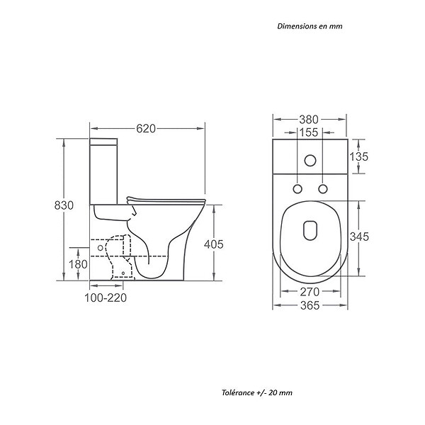 STANO - Toilette WC à poser CIPOLI en céramique - large