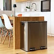 KITCHEN MOVE - Poubelle pédale tri sélectif MAJOR argent 60L - vignette