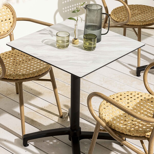 OVIALA - Table de terrasse 70 cm inclinable marbre - Opéra - large