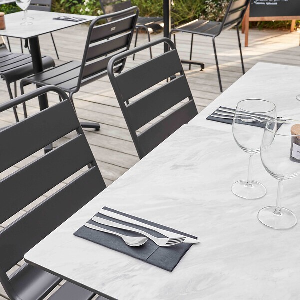 OVIALA - Table de terrasse 70 cm inclinable marbre - Opéra - large