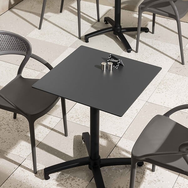 OVIALA - Table de terrasse 60 cm inclinable noir - Opéra - large
